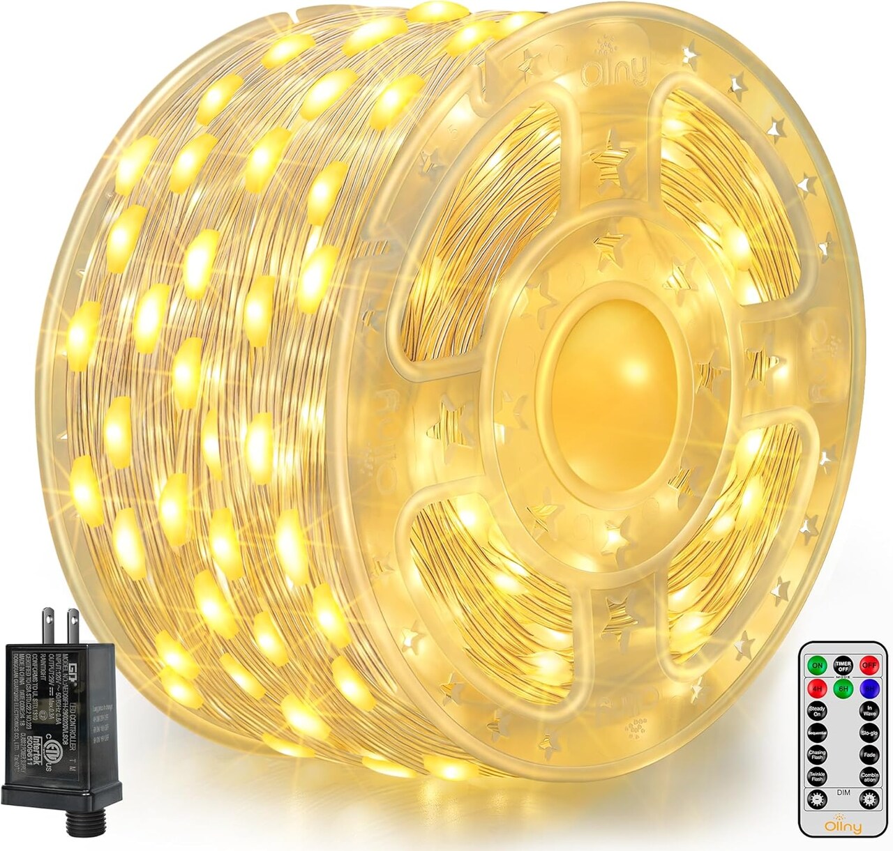 Christmas Lights Warm White, 600LED 197FT Christmas Tree Lights IP67 Waterproof, Plug in Fairy Lights with Remote 8 Modes Timer, Xmas Lights for Outdoor Indoor House Holiday Decor